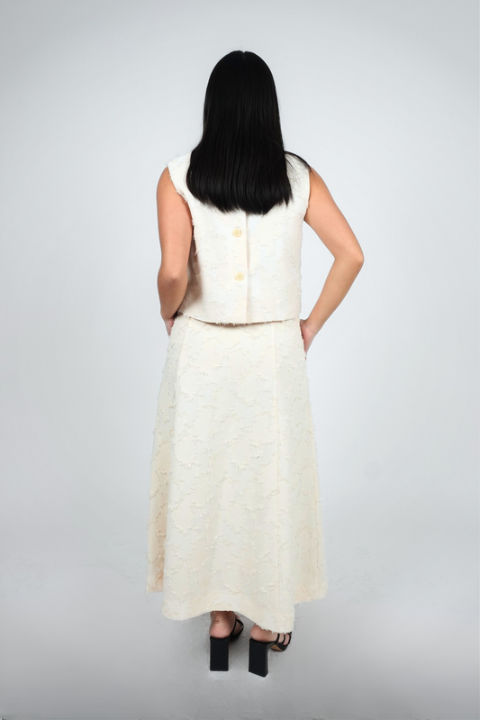 Ivory Textured Sleeveless Midi Set