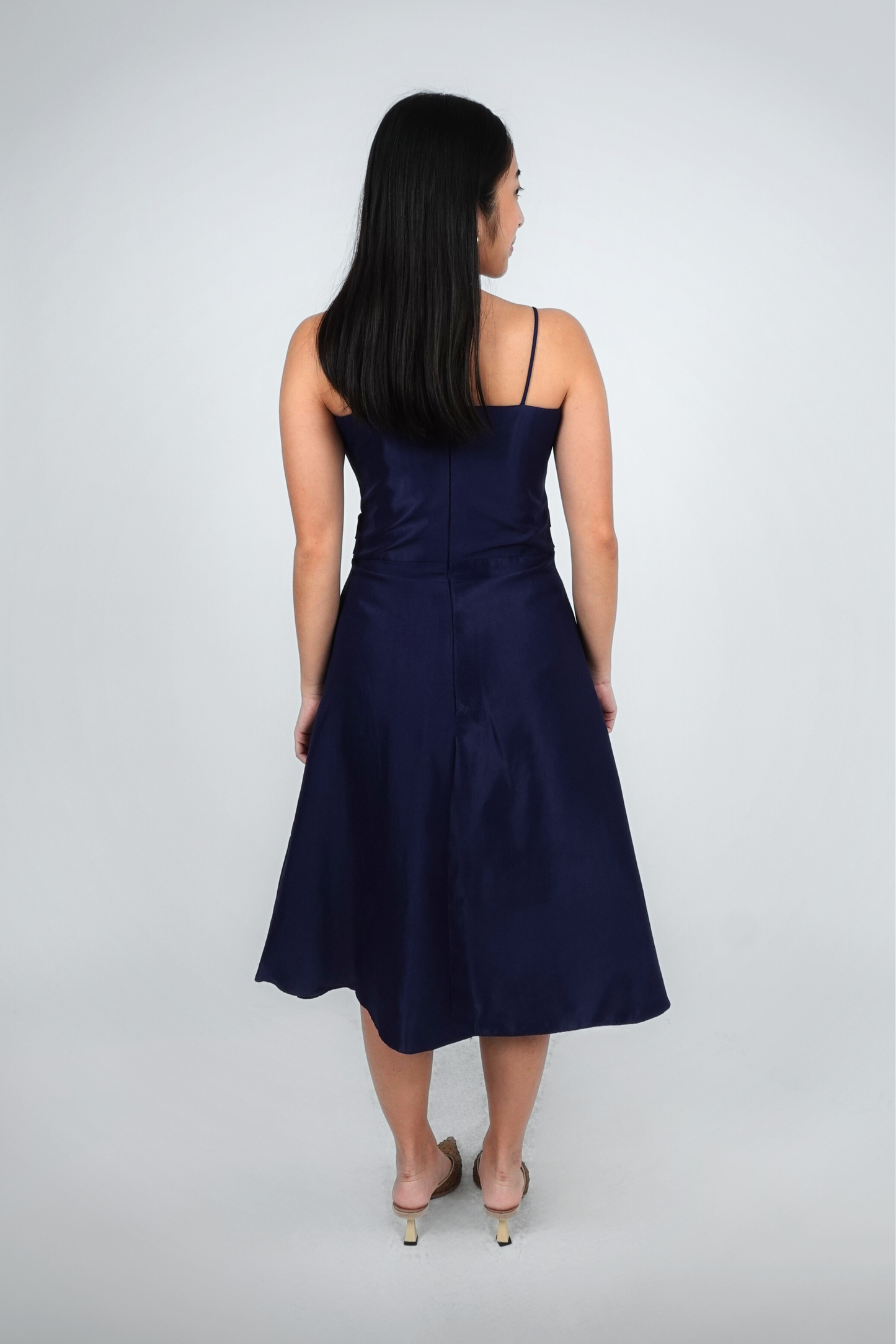 Navy Structured Midi with Bow Detail