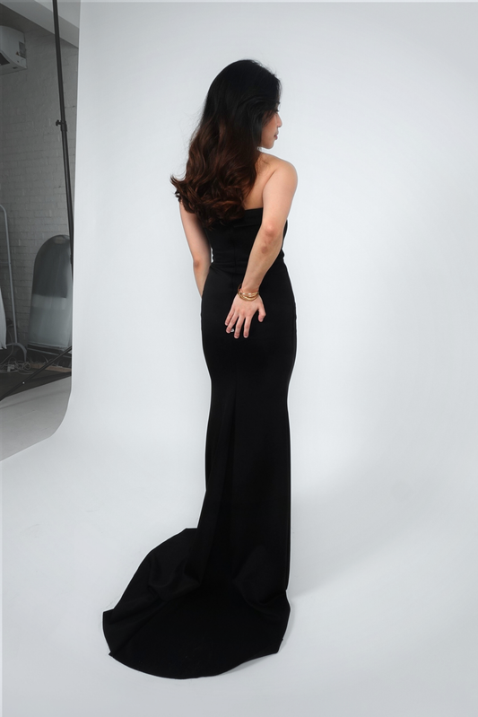 Black Strapless Maxi with Side Slit
