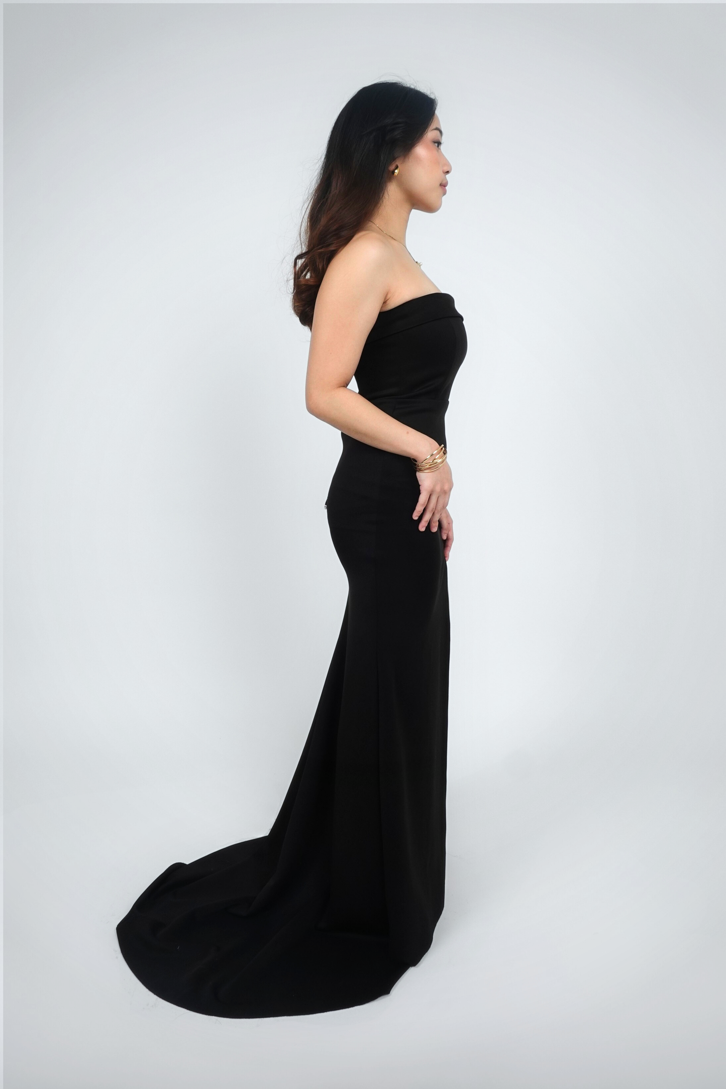 Black Strapless Maxi with Side Slit