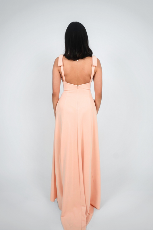 Peach Sleeveless V-Neck Maxi