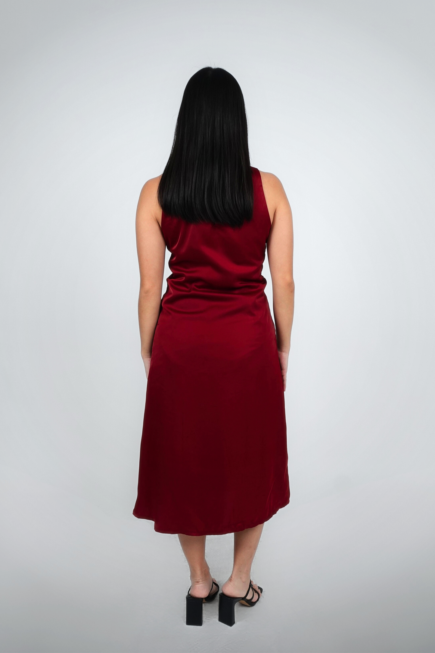 Red Sleeveless Cut-Out Midi