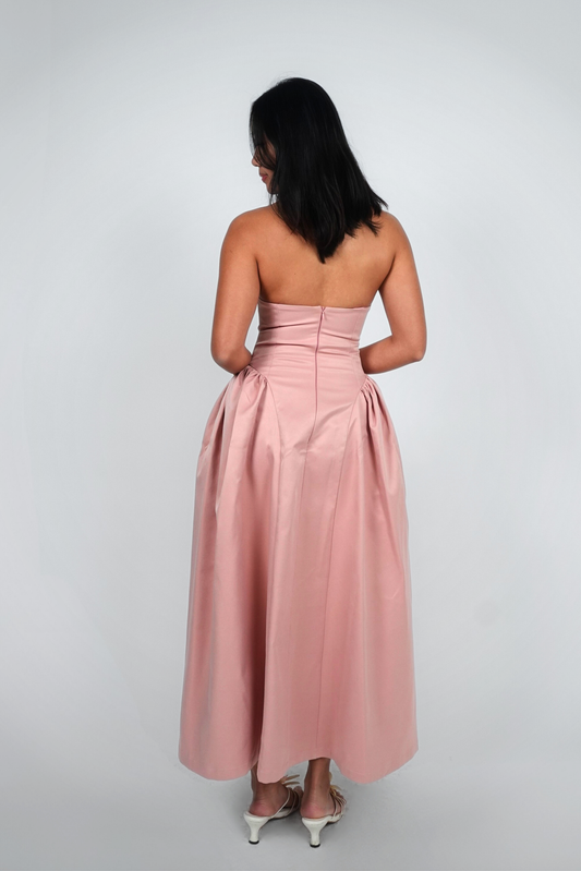 Pink Halter Drop Waist Pannier Maxi
