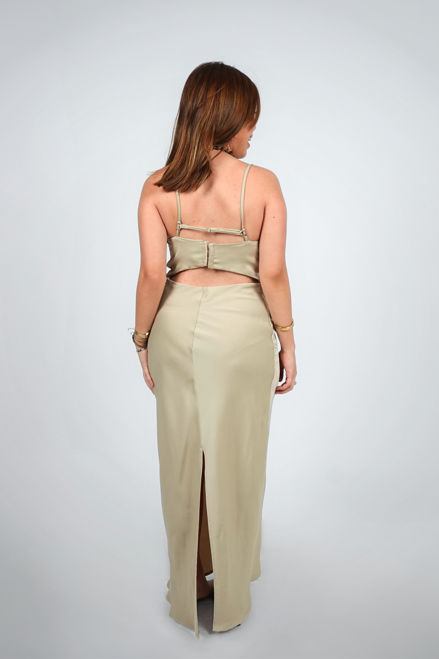 Taupe Slip with Back Cutout Maxi