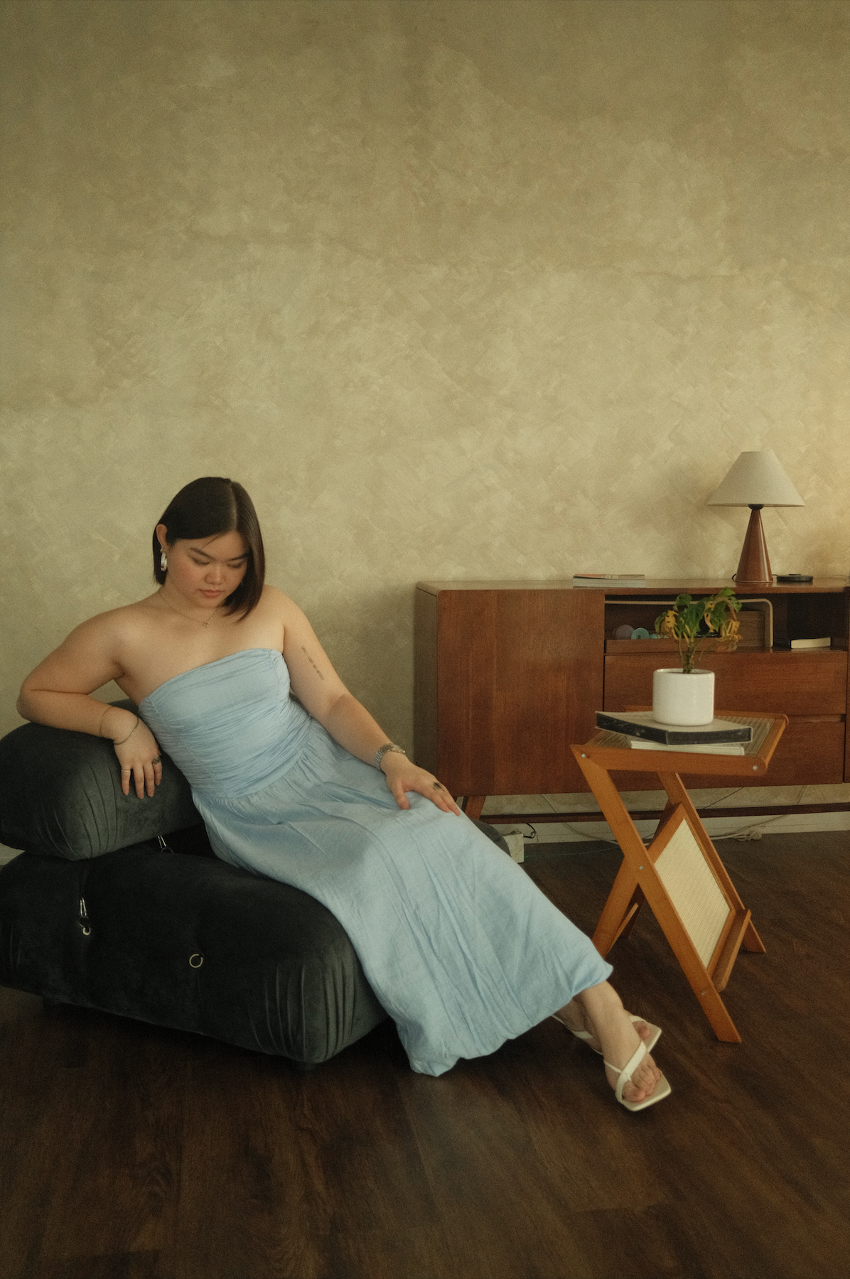 Baby Blue Strapless Bubble Maxi