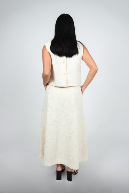 Ivory Textured Sleeveless Midi Set