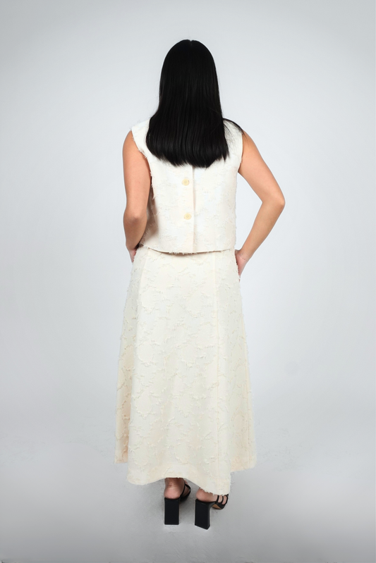 Ivory Textured Sleeveless Midi Set