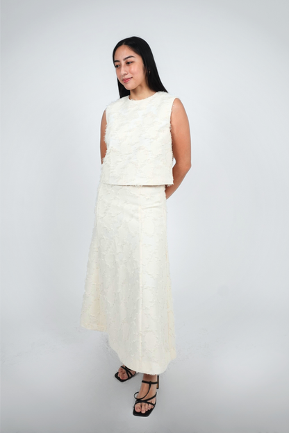 Ivory Textured Sleeveless Midi Set
