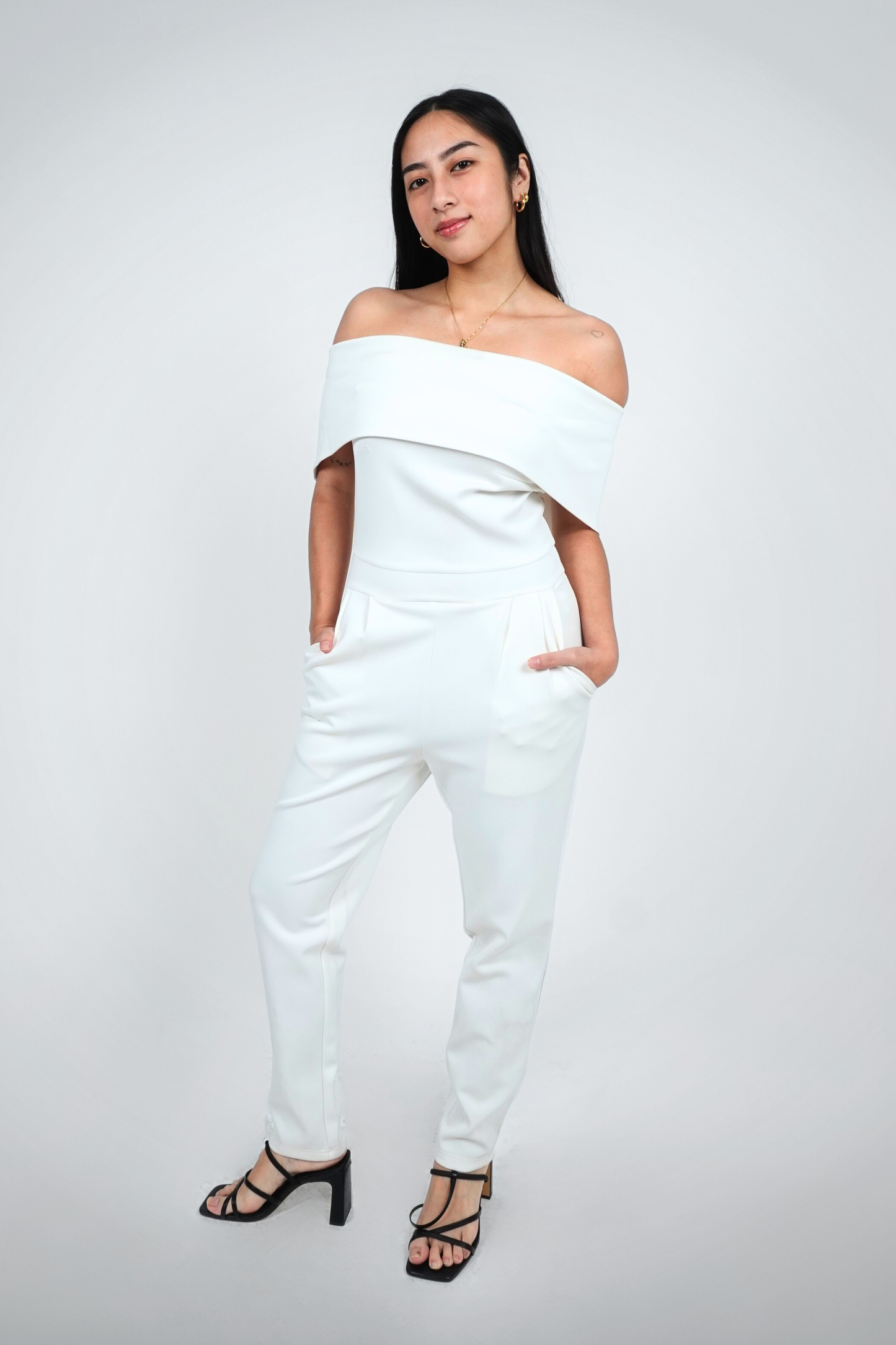 White Off-Shoulder Jumpsuit