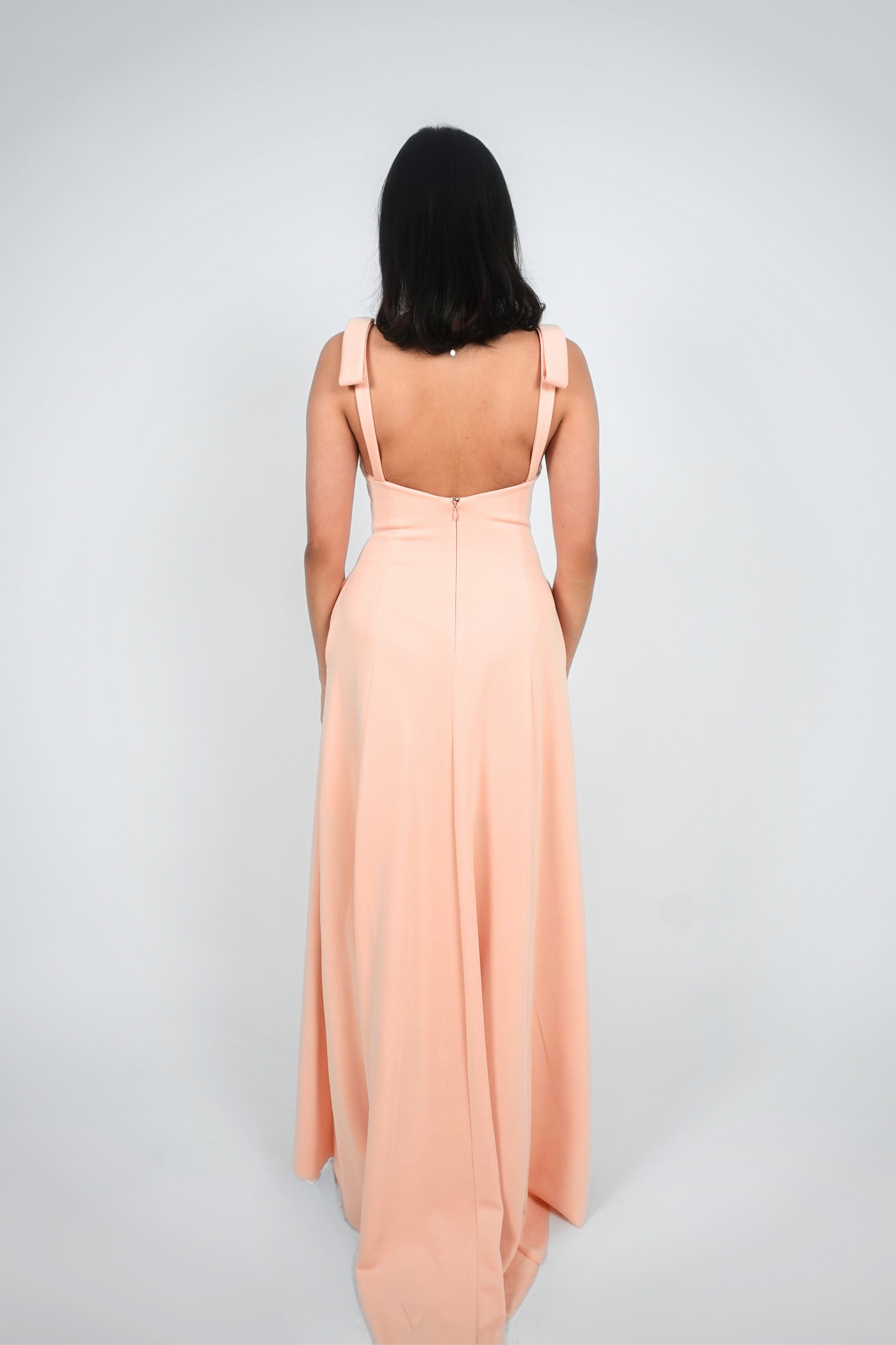 Peach Sleeveless V-Neck Maxi