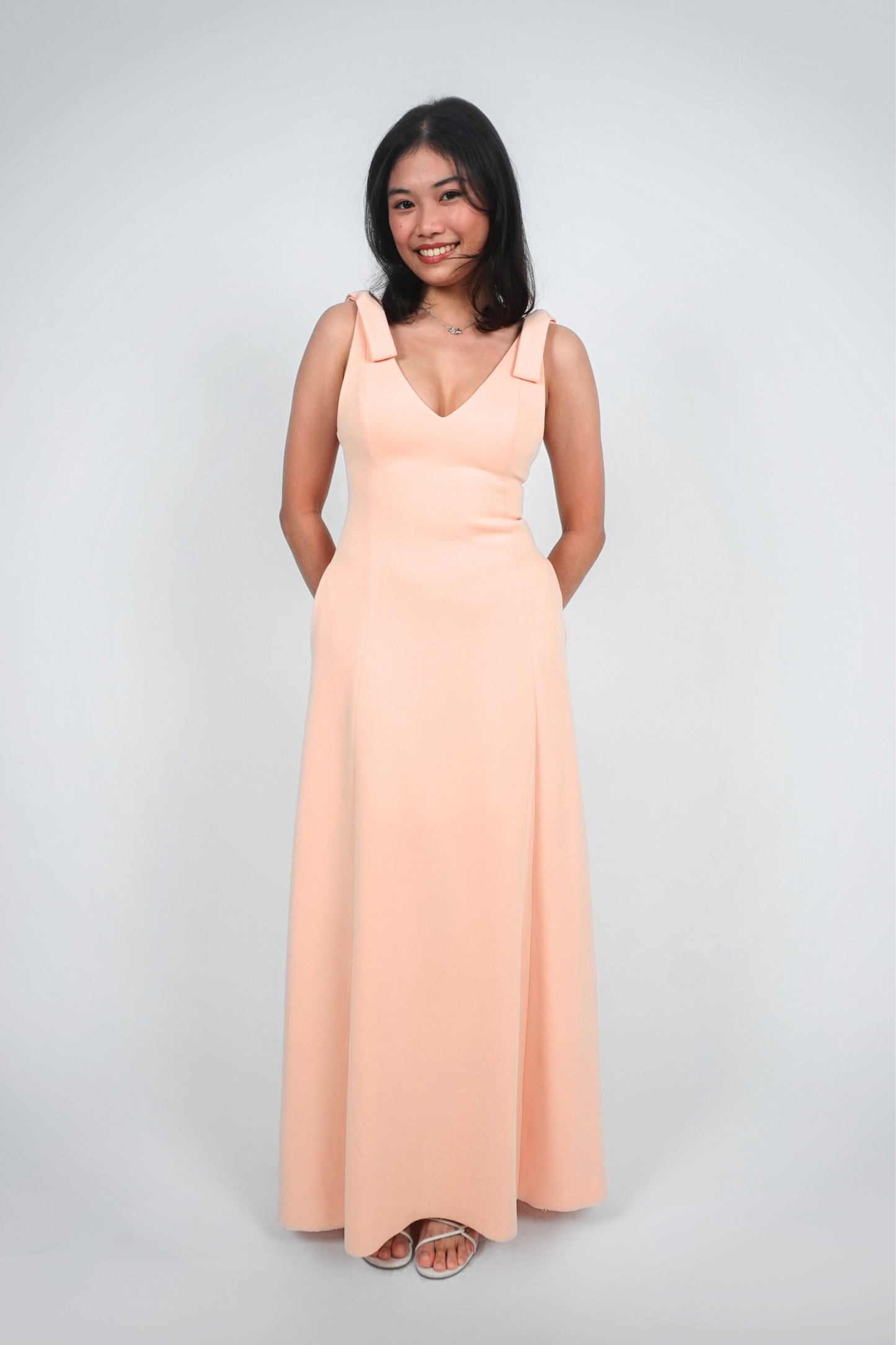 Peach Sleeveless V-Neck Maxi