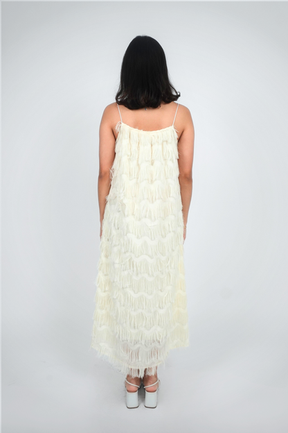 White Frilled Spaghetti Strap Maxi