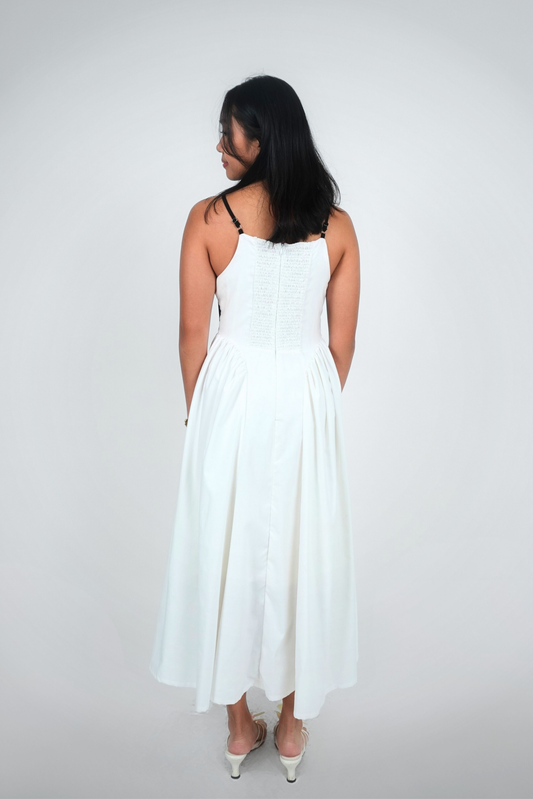 Black and White Spaghetti Strap V-Neck Maxi