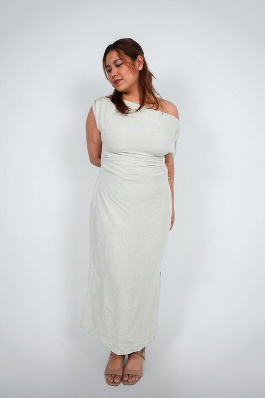 White One-Shoulder Maxi with Slit