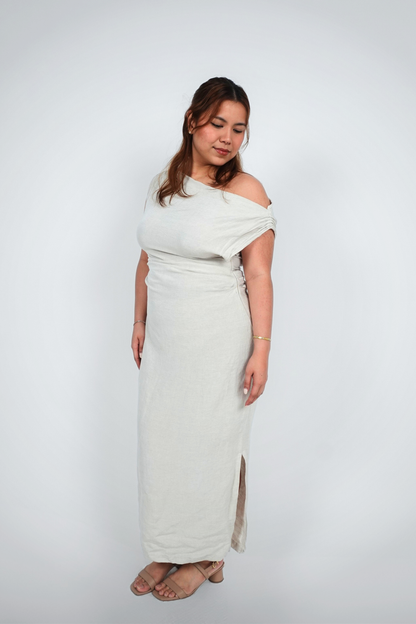 White One-Shoulder Maxi with Slit