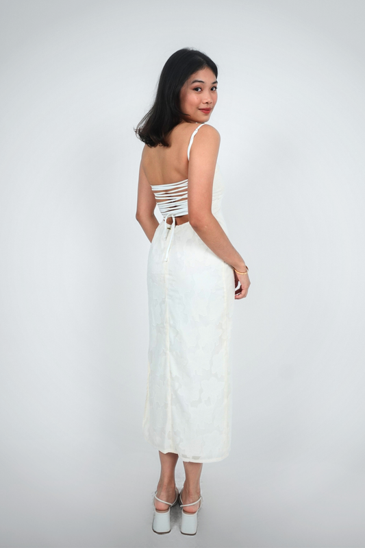 White Strapless Column Maxi