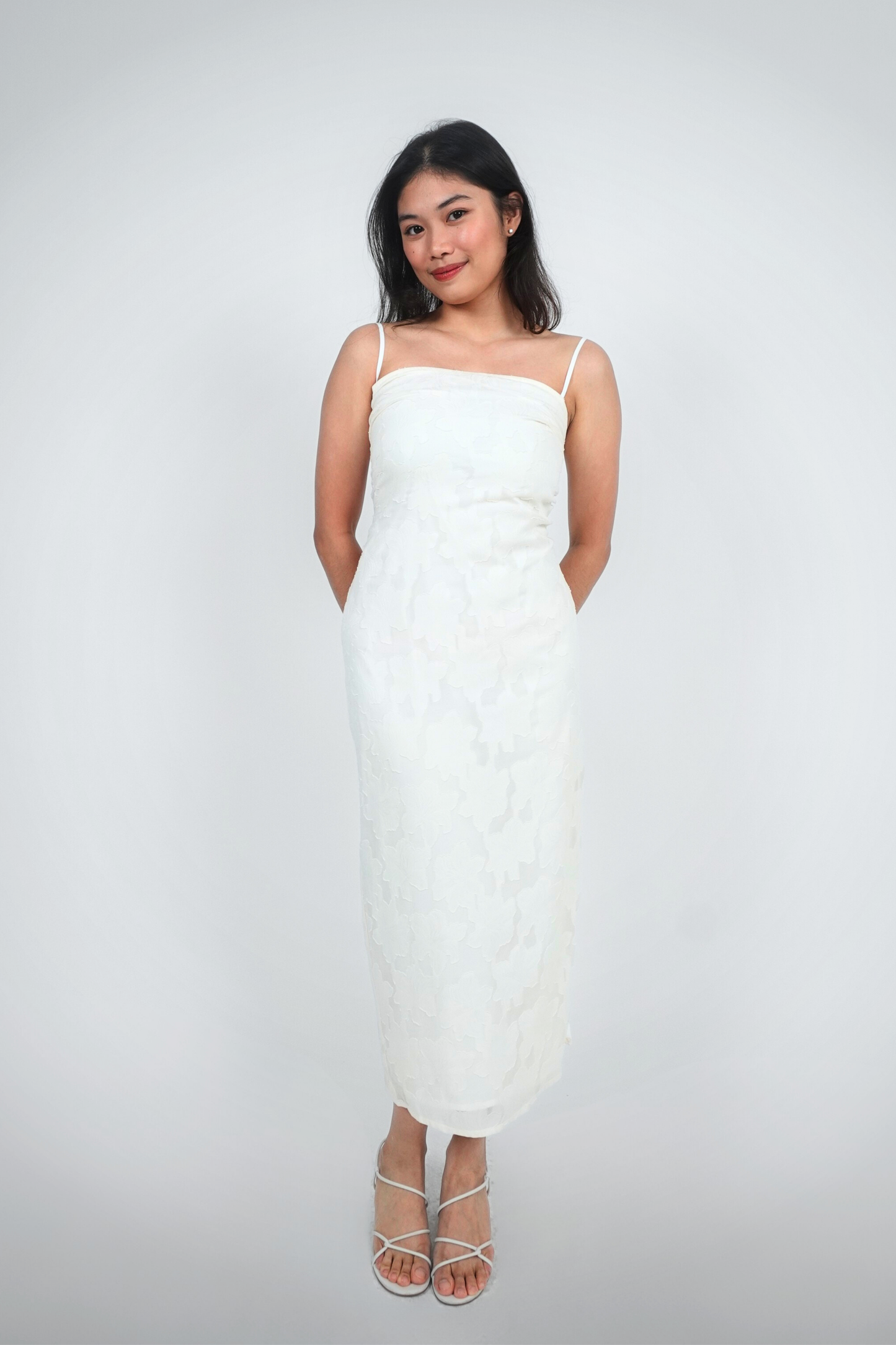 White Strapless Column Maxi