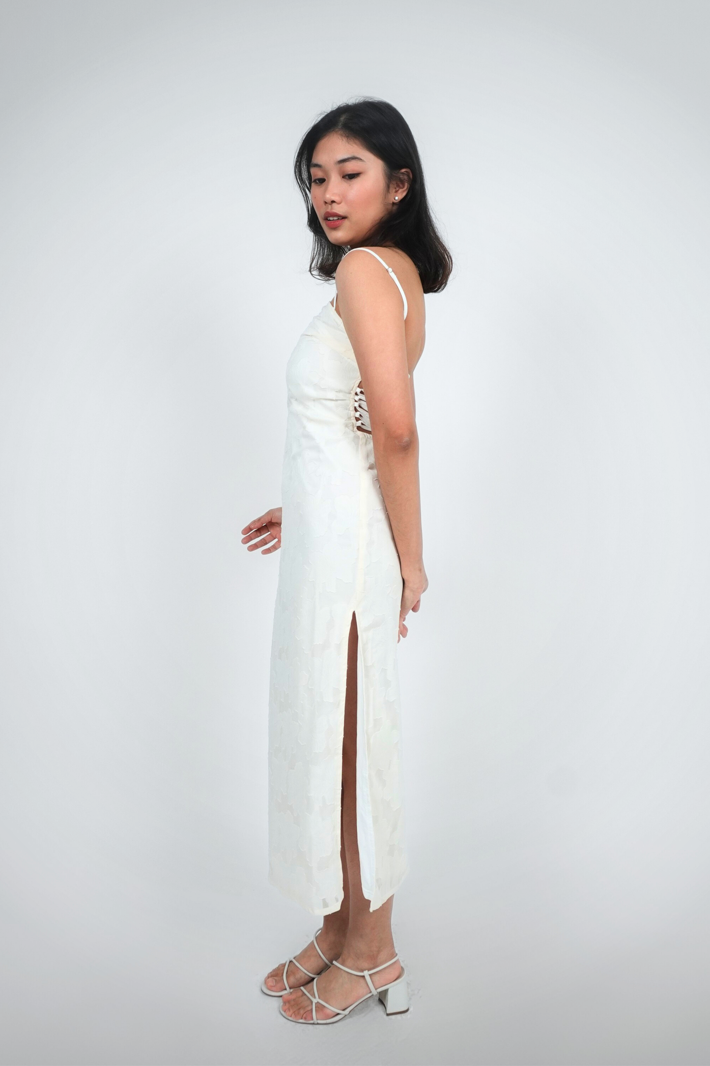 White Strapless Column Maxi