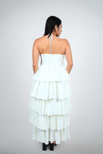 White Tiered Ruffle Maxi