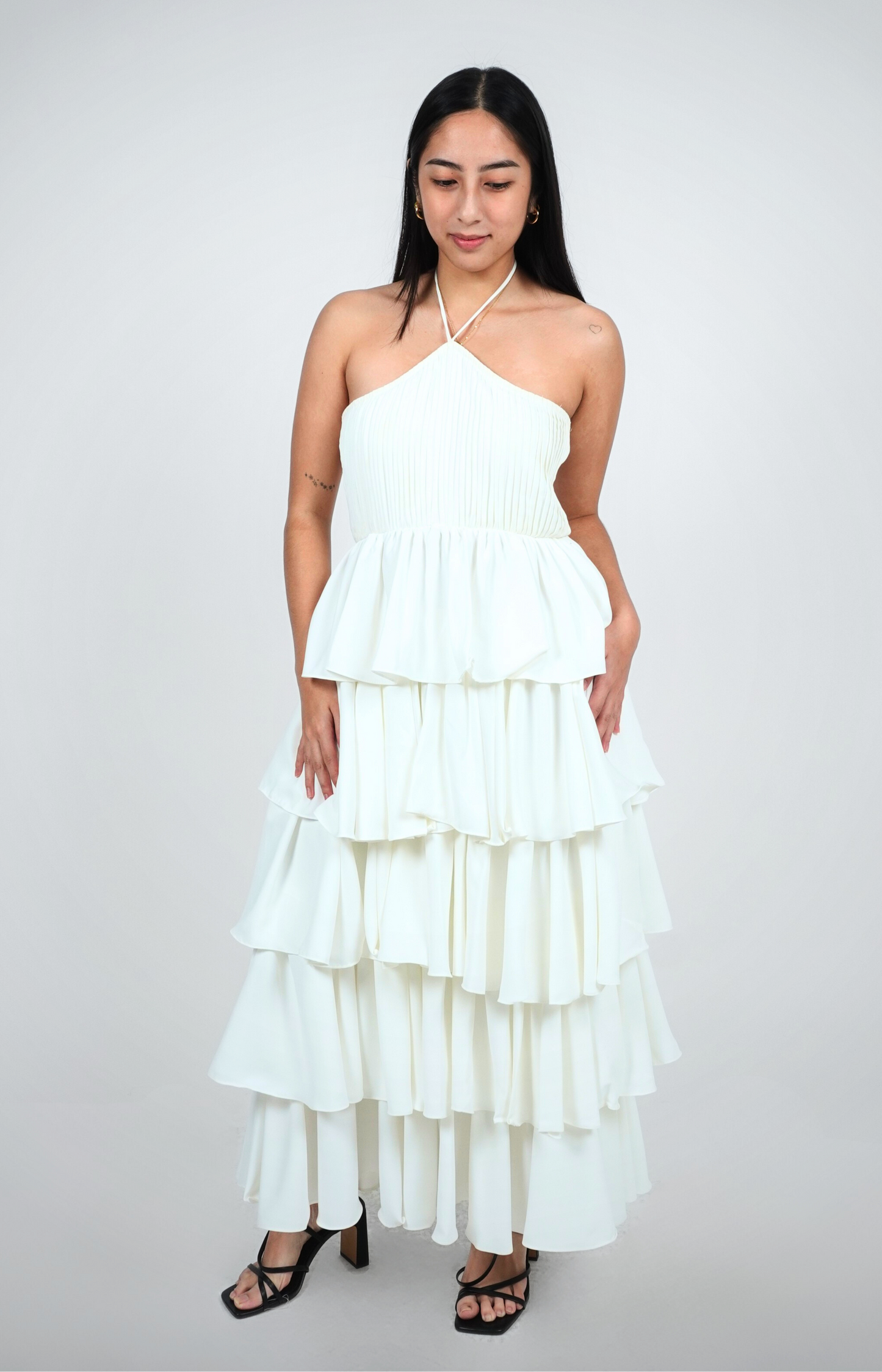 White Tiered Ruffle Maxi