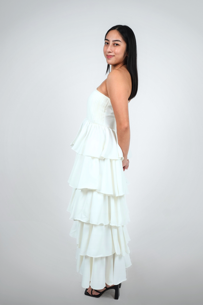 White Tiered Ruffle Maxi