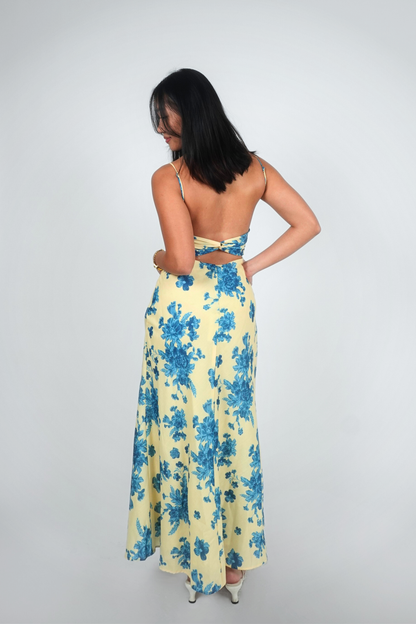 Yellow Floral Spaghetti Strap Maxi