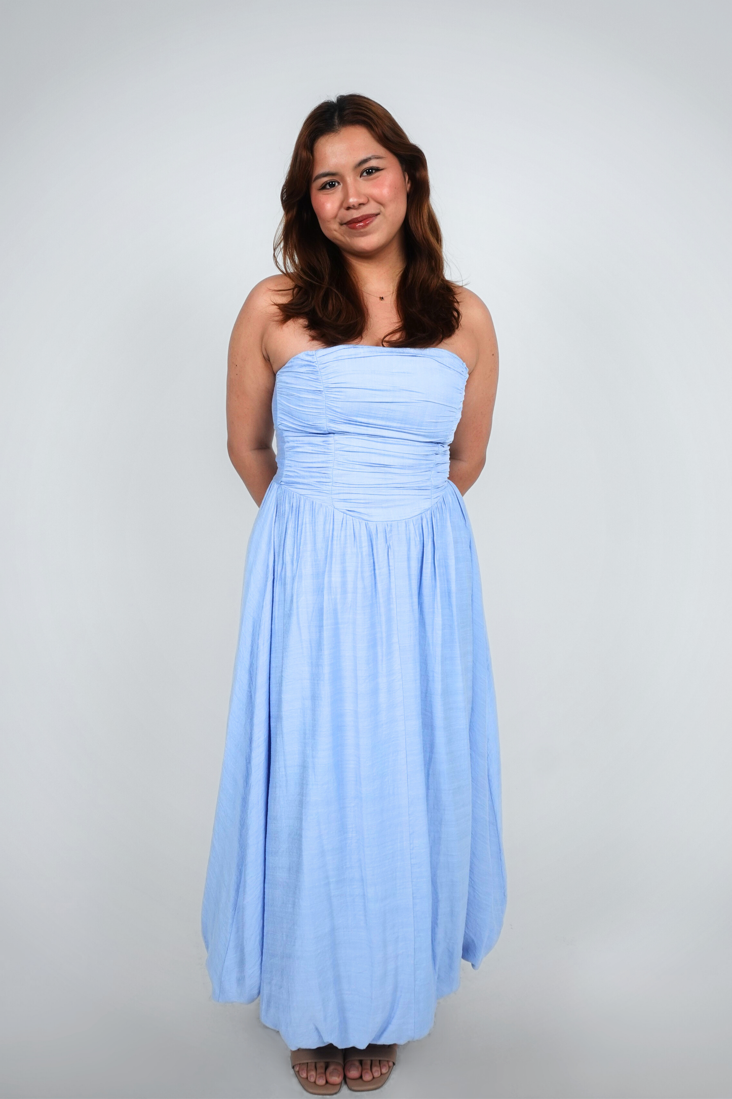 Baby Blue Strapless Bubble Maxi