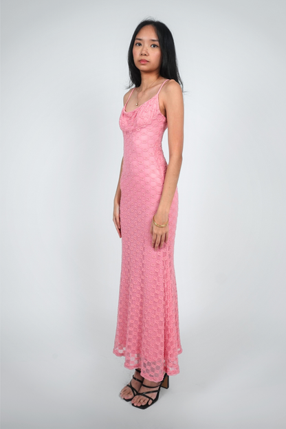 Pink Sleeveless Textured Midi