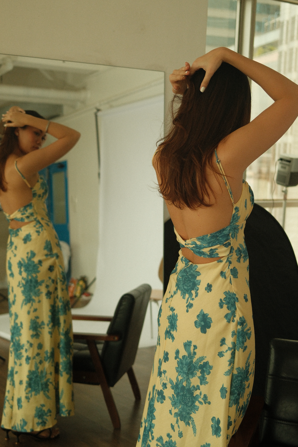 Yellow Floral Spaghetti Strap Maxi